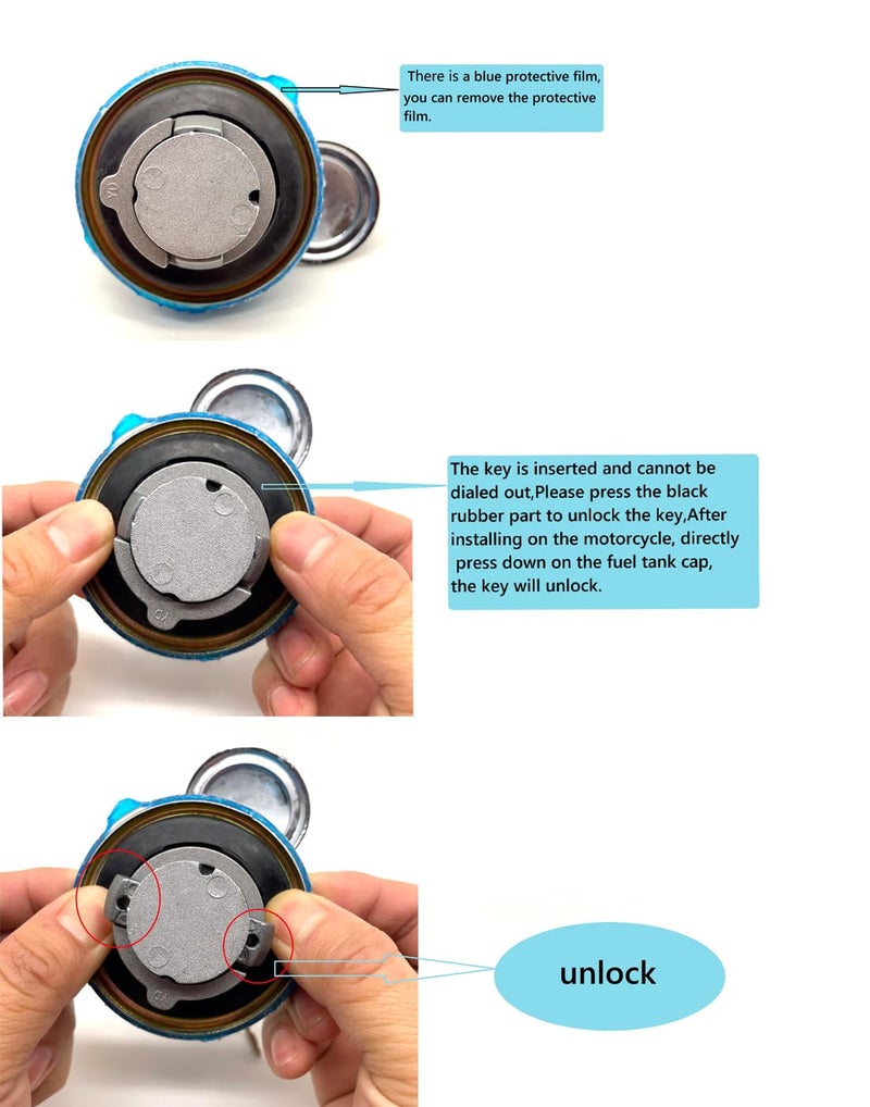 Larlansz Fuel Gas Tank Cap Lock Cover with Keys compatible with Honda VTX Shadow Aero ACE Rebel Magna VLX VT600 Spirit 600 750 1100 1300 Yamaha Vstar 650 1100 - Image 4